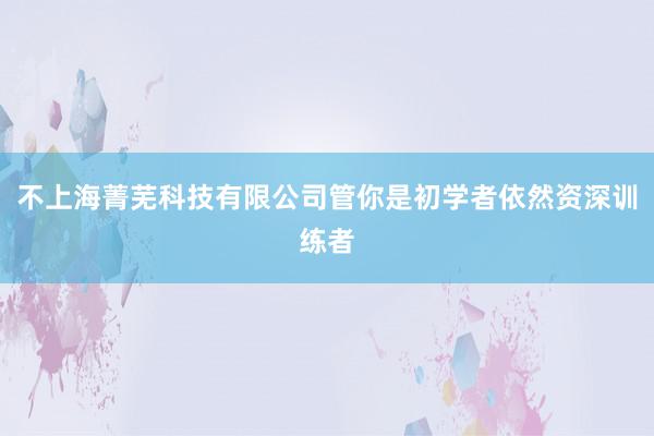 不上海菁芜科技有限公司管你是初学者依然资深训练者