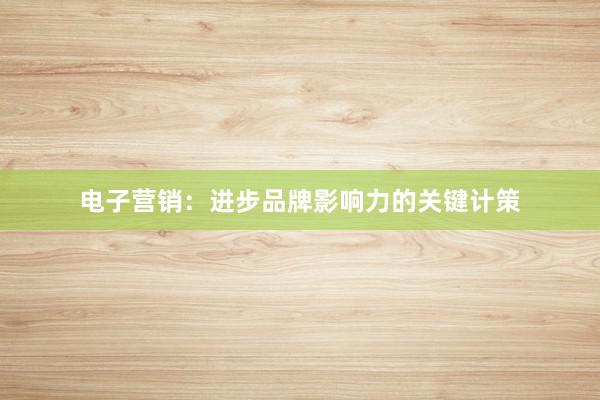 电子营销：进步品牌影响力的关键计策